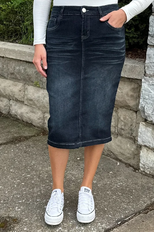 Denim skirts with wide - brimmed hats for a fashionable touchEmily Black Denim Skirt Denim skirts with wide - brimmed hats for a fashionable touchEmily Black Denim Skirt