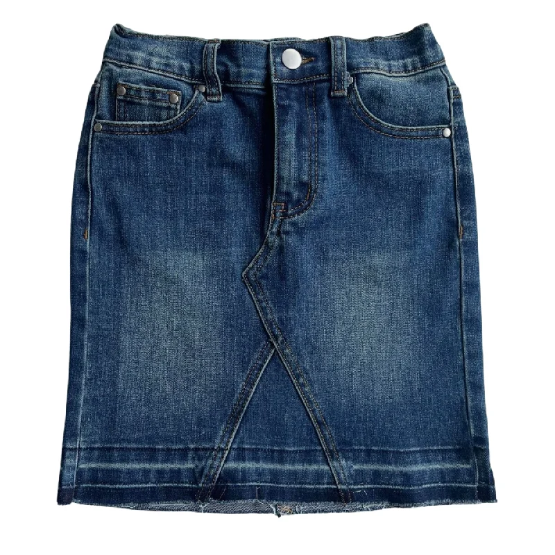 Denim skirts with leather jackets for an edgy outfitGIRLS Maya Denim in Vintage