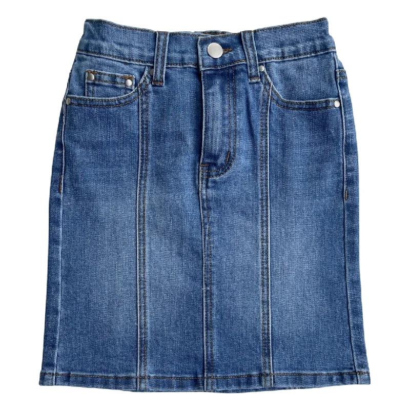 Low - rise denim skirts for a trendy lookGIRLS Wrenley Panel Denim in Md. Wash