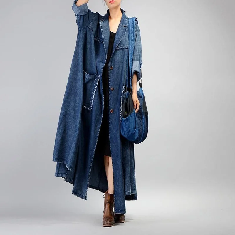 Cropped Denim Top to Pair with High - Waisted BottomsGrunge Denim Trench Coat | Nirvana Cropped Denim Top to Pair with High - Waisted BottomsGrunge Denim Trench Coat | Nirvana