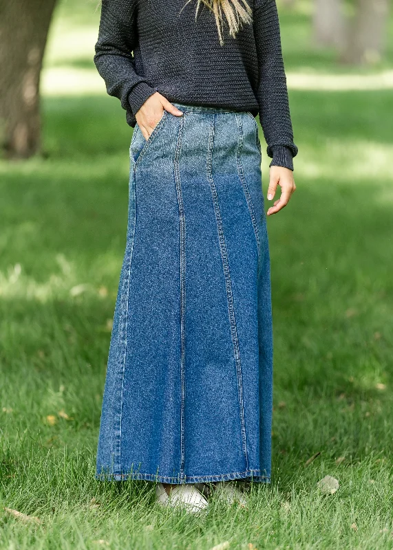 Pencil - style denim skirts for a sleek appearanceHolly Paneled Denim Maxi Skirt