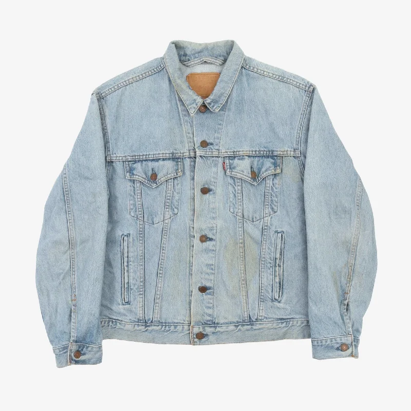 Cropped Denim Top to Pair with High - Waisted BottomsVintage Wolf Denim Jacket