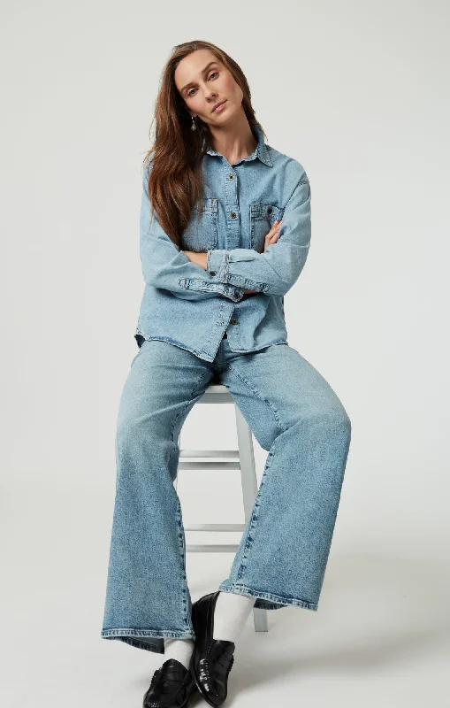 Patchwork Denim Top with a Unique and Artistic AppealLINDA WIDE LEG IN LIGHT USED DENIM