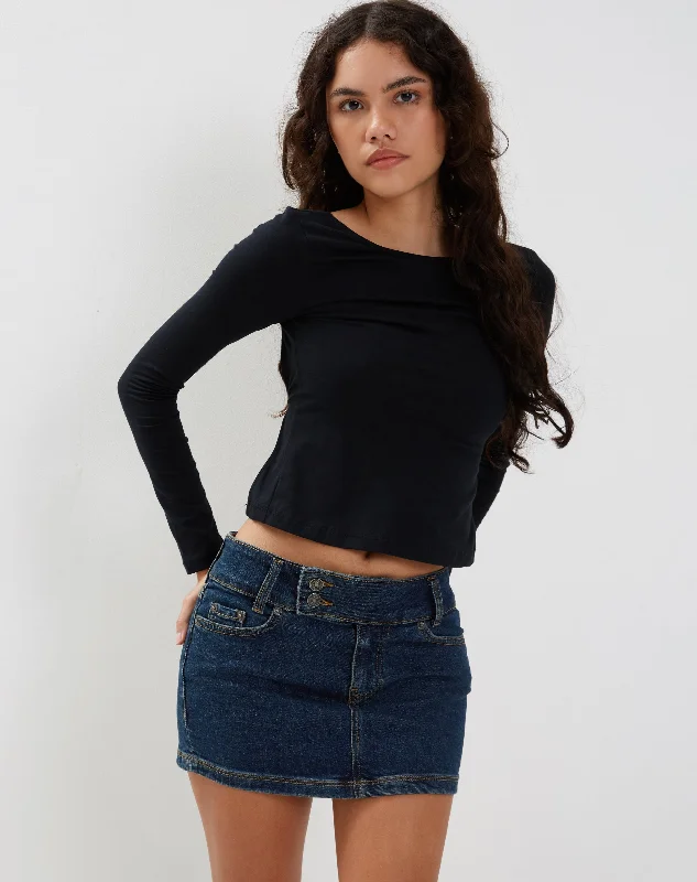 Denim skirts for office wear with a professional touchLow Rise Denim Mini Skirt in Dark Vintage Wash Denim skirts for office wear with a professional touchLow Rise Denim Mini Skirt in Dark Vintage Wash