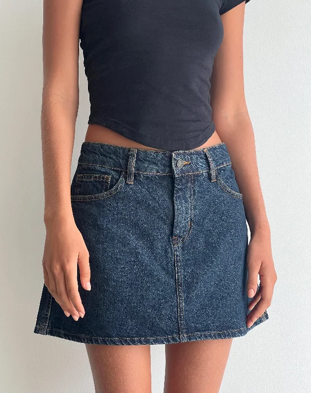 Denim skirts with sandals for a summer - ready outfitMini A-Line Skirt in Denim Indigo