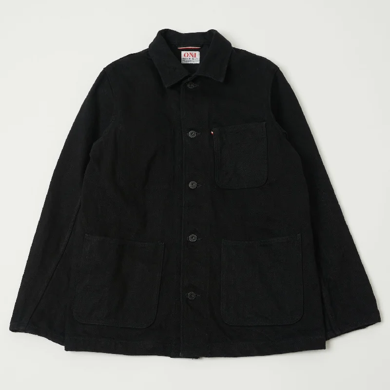 Long - Sleeve Denim Top for Cold Weather LayeringONI 03502ZR-BKBK 'Secret Denim' Coverall Jacket - Rinsed - Black Long - Sleeve Denim Top for Cold Weather LayeringONI 03502ZR-BKBK 'Secret Denim' Coverall Jacket - Rinsed - Black