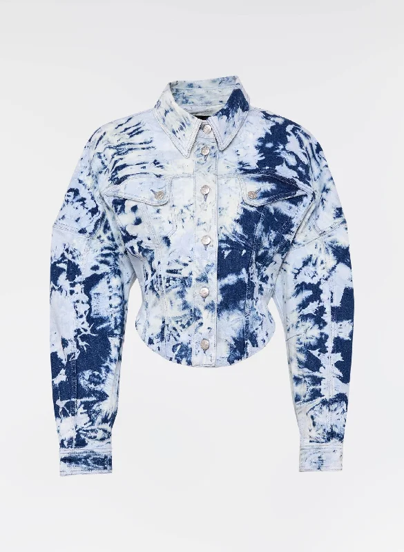 Ripped Denim Top for a Rebellious Fashion Statement"Watercrush" Denim Jacket