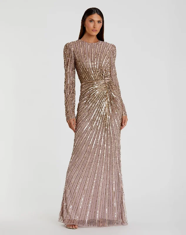 Maxi dresses with cold - shoulder cutouts for a trendy lookEmbellished Puff Sleeve Side Knot Gown Maxi dresses with cold - shoulder cutouts for a trendy lookEmbellished Puff Sleeve Side Knot Gown