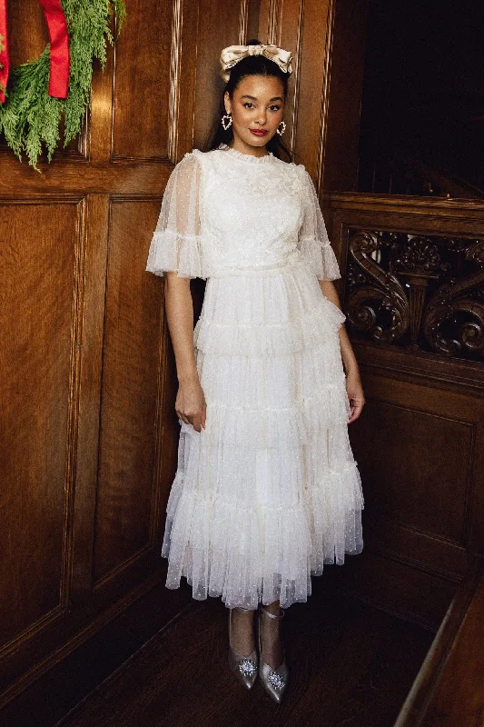Maxi dresses with side slits for a touch of allureAnya Dress in Cream Tulle