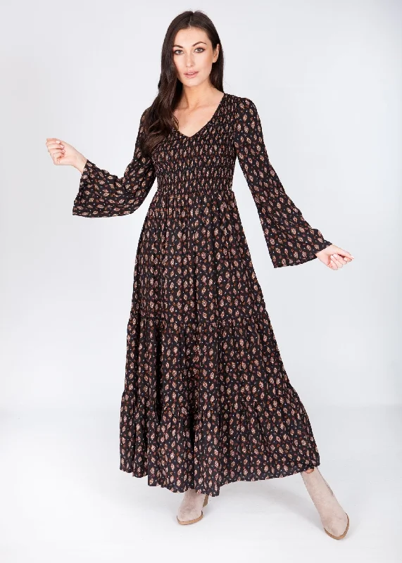 Sequined maxi dresses for formal evening galasBecca Printed Maxi Dress In Black