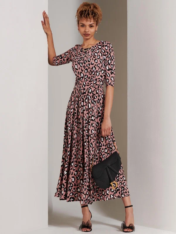 Linen maxi dresses for a breathable and lightweight summer optionJolie Moi Animal Print Sleeved Jersey Dress, Mauve Linen maxi dresses for a breathable and lightweight summer optionJolie Moi Animal Print Sleeved Jersey Dress, Mauve