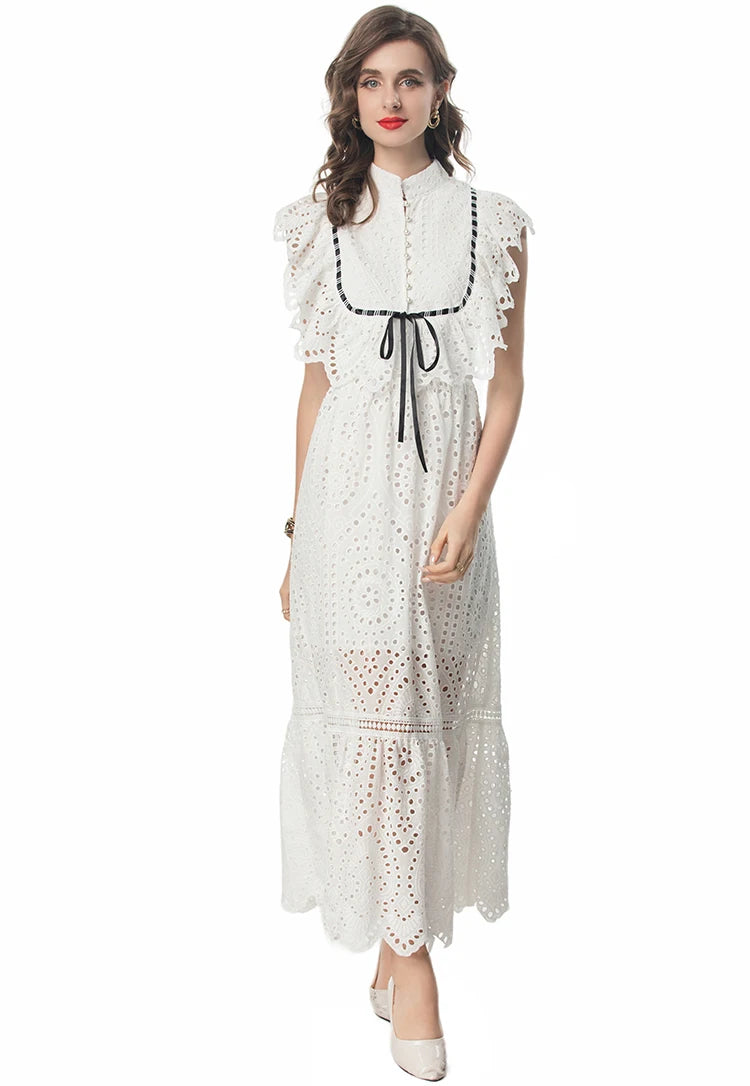 Maxi dresses with a ruffled neckline for a charming lookDRESS STYLE  - SY1303