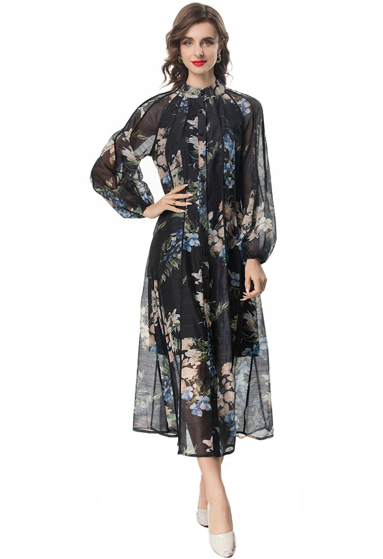 Maxi dresses with a button - down front for a classic lookDRESS STYLE  - SY1306