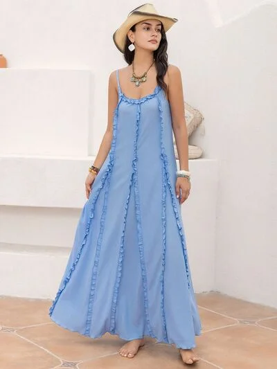 Maxi dresses with balloon sleeves for a vintage - inspired styleFrill Scoop Neck Maxi Cami Dress Maxi dresses with balloon sleeves for a vintage - inspired styleFrill Scoop Neck Maxi Cami Dress