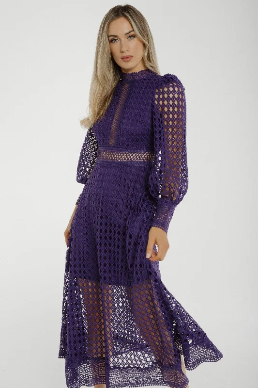 Velvet maxi dresses with long sleeves for winter weddingsHolly High Neck Embroidered Dress In Purple Velvet maxi dresses with long sleeves for winter weddingsHolly High Neck Embroidered Dress In Purple