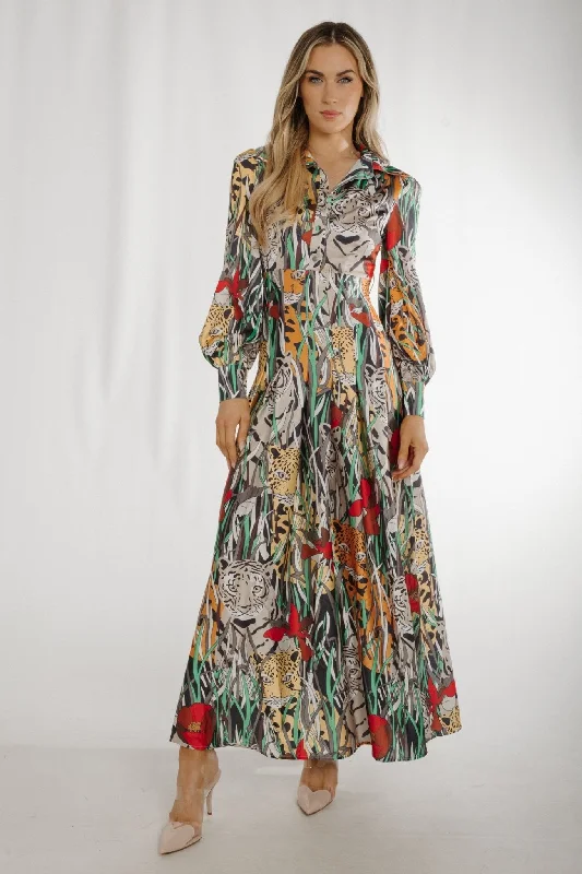 Maxi dresses with embroidered floral motifs for a unique designHolly Tiger Print Maxi Dress In Multi Maxi dresses with embroidered floral motifs for a unique designHolly Tiger Print Maxi Dress In Multi