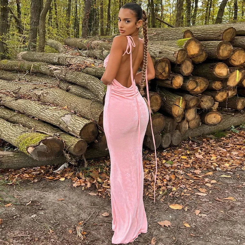 Maxi dresses with a keyhole back for a sexy detailTie Shoulder Cowl Neck Ruched Trim Sheer Maxi Dress - Pink Maxi dresses with a keyhole back for a sexy detailTie Shoulder Cowl Neck Ruched Trim Sheer Maxi Dress - Pink