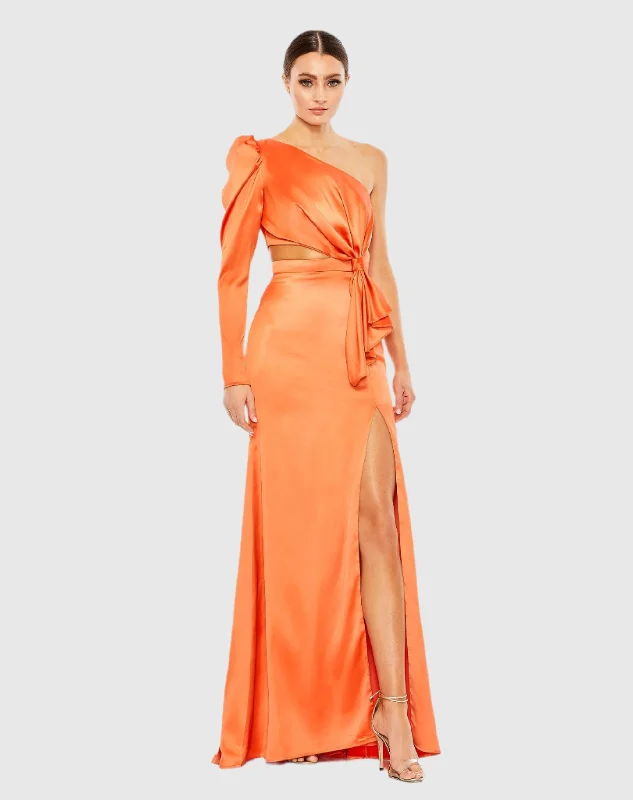 Maxi dresses with a keyhole back for a sexy detailPuff One Sleeve Cut Out Side Knot Gown Maxi dresses with a keyhole back for a sexy detailPuff One Sleeve Cut Out Side Knot Gown