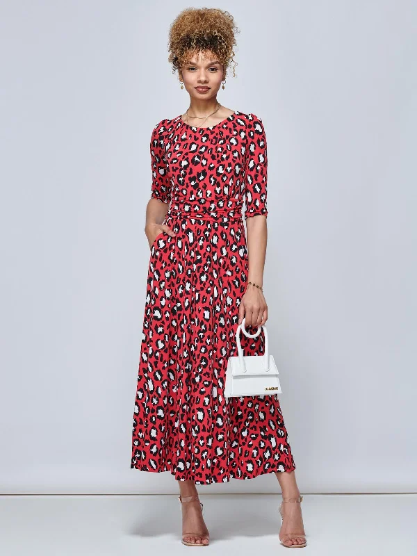 Maxi dresses with balloon sleeves for a vintage - inspired styleJolie Moi Dorothy Animal Print Dress, Red Animal Maxi dresses with balloon sleeves for a vintage - inspired styleJolie Moi Dorothy Animal Print Dress, Red Animal