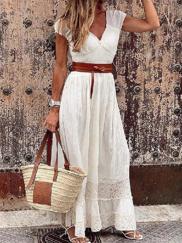 Velvet maxi dresses with long sleeves for winter weddingsBerriesJam - 2024 Vintage White Lace Casual Beach Maxi Dress Velvet maxi dresses with long sleeves for winter weddingsBerriesJam - 2024 Vintage White Lace Casual Beach Maxi Dress