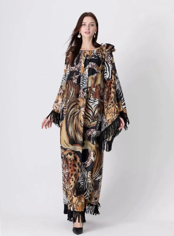 Maxi dresses with a ruffled neckline for a charming lookFashionSierra - Long Flare Sleeves Printed Elegant High Street Fashion Maxi Dress Maxi dresses with a ruffled neckline for a charming lookFashionSierra - Long Flare Sleeves Printed Elegant High Street Fashion Maxi Dress