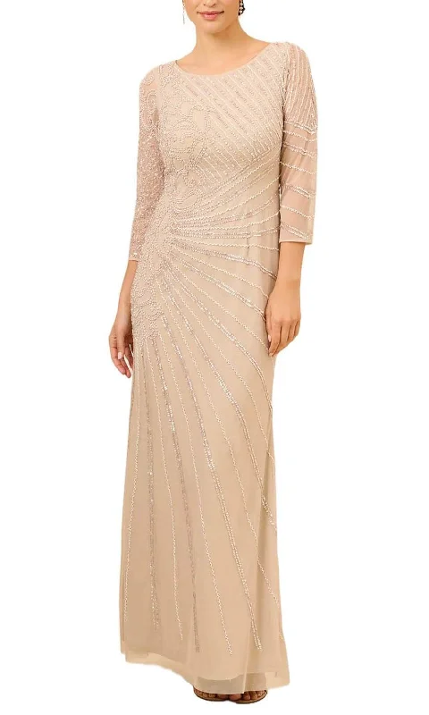 Lace - trimmed wedding guest dresses in blush pinkAdrianna Papell AP1E209180 - Beaded Sheath Formal Dress Lace - trimmed wedding guest dresses in blush pinkAdrianna Papell AP1E209180 - Beaded Sheath Formal Dress