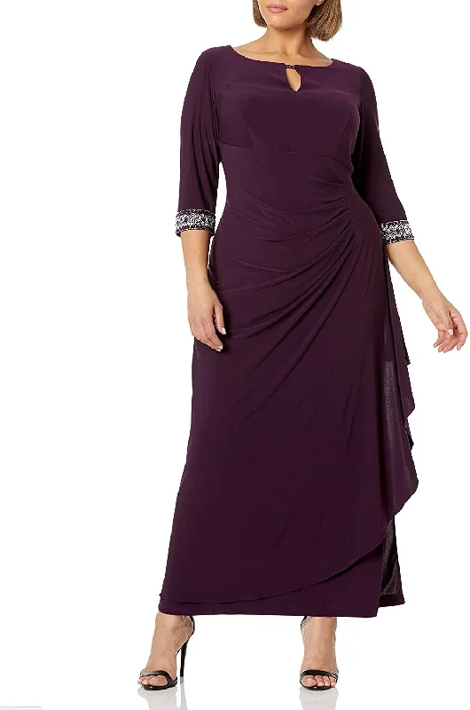 Ribbed - texture wedding guest dresses in neutral colorsAlex Evenings AE2351416 Long Formal Dress Sale