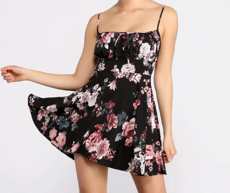 Mini dresses with asymmetric hems for a fashion - forward lookBlossom And Bloom Square Neck Skater Dress Mini dresses with asymmetric hems for a fashion - forward lookBlossom And Bloom Square Neck Skater Dress
