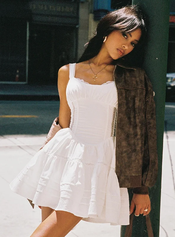 Mini dresses with bow accents for a sweet lookCuppa Mini Dress White