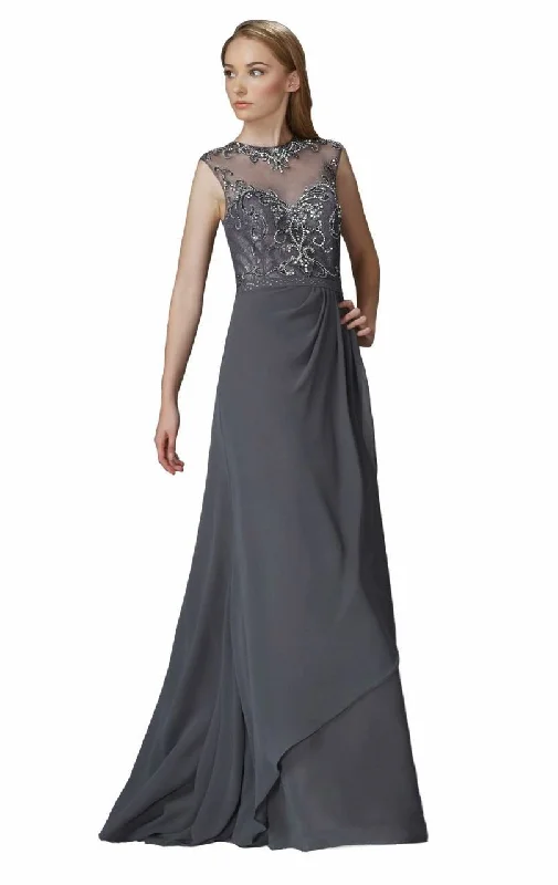 Elizabeth K - GL2099 Jewel Illusion Draped Chiffon Gown