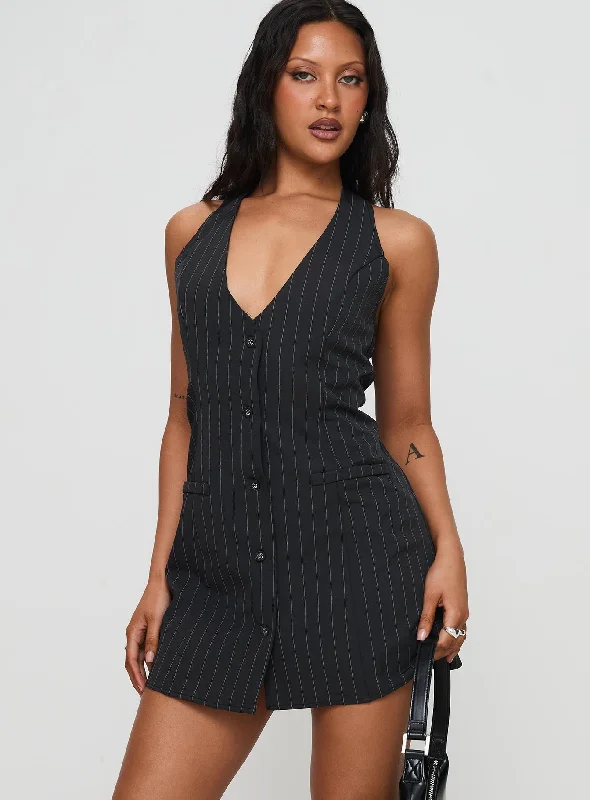 Mini dresses with cut - out details for a trendy lookFenny Mini Dress Pinstripe