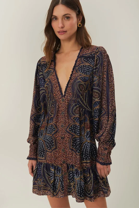 Mini dresses with gathered skirts for a voluminous effectBlue Floral Glam LENZING™ ECOVERO™ Mini Dress Mini dresses with gathered skirts for a voluminous effectBlue Floral Glam LENZING™ ECOVERO™ Mini Dress