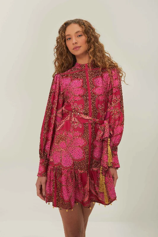 Mini dresses with keyhole necklinesPink Floral Glam Scarf LENZING™ ECOVERO™ Mini Dress Mini dresses with keyhole necklinesPink Floral Glam Scarf LENZING™ ECOVERO™ Mini Dress