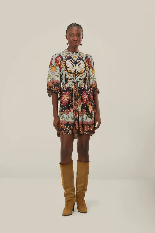 Mini dresses with cut - out details for a trendy lookBlue Flowing Beauty Short Sleeve Mini Dress Mini dresses with cut - out details for a trendy lookBlue Flowing Beauty Short Sleeve Mini Dress