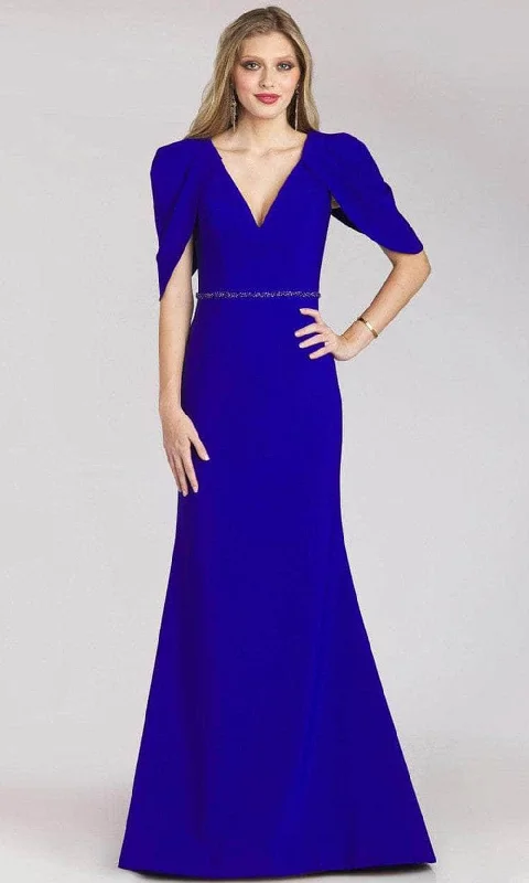 Ruffled - sleeve wedding guest dresses in light blue for a spring weddingGia Franco 12215 - Draped V-Neck Evening Dress Ruffled - sleeve wedding guest dresses in light blue for a spring weddingGia Franco 12215 - Draped V-Neck Evening Dress