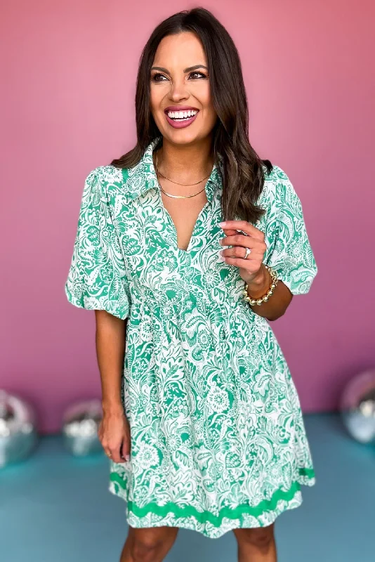 Mini dresses with halter necks for a stylish choiceGreen Paisley Printed Two Tone Ric Rac Bubble Short Sleeve Dress Mini dresses with halter necks for a stylish choiceGreen Paisley Printed Two Tone Ric Rac Bubble Short Sleeve Dress