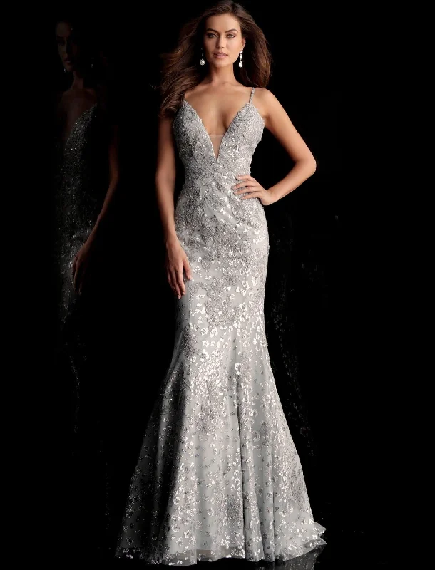 Ruffled - sleeve wedding guest dresses in light blue for a spring weddingJovani 62750 Long Deep V-neck Mermaid Prom Dress Ruffled - sleeve wedding guest dresses in light blue for a spring weddingJovani 62750 Long Deep V-neck Mermaid Prom Dress