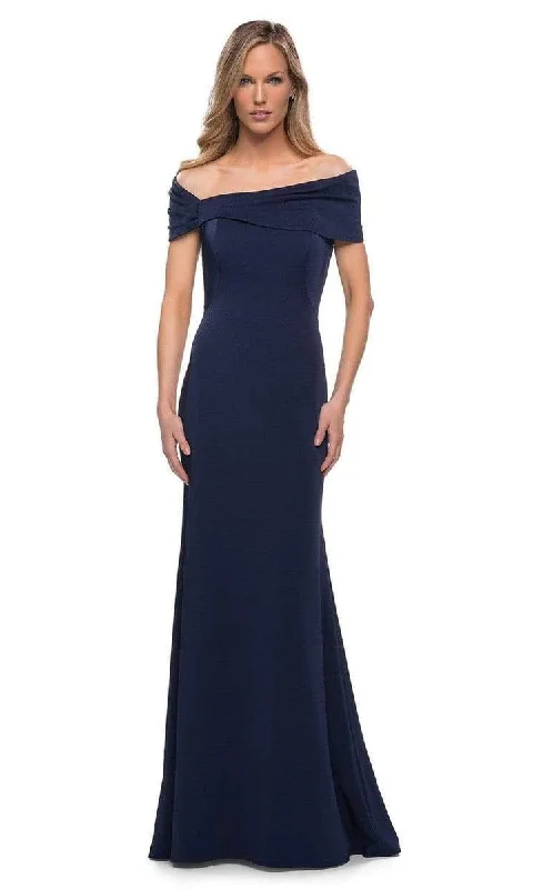 La Femme - Pleated Off Shoulder Sheath Dress 29537SC