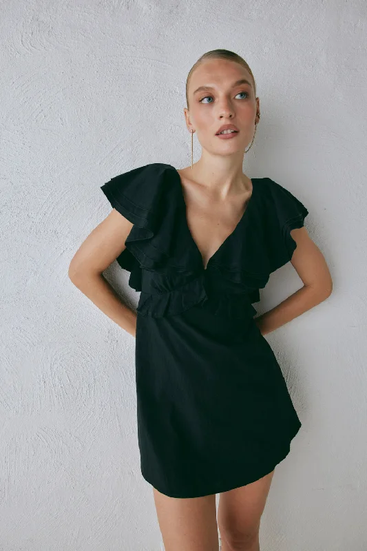 Mini dresses with beaded embellishments for a fancy eventParty Nights Frill Mini Dress Black Mini dresses with beaded embellishments for a fancy eventParty Nights Frill Mini Dress Black