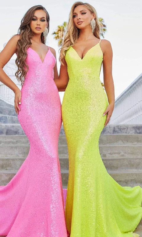 Strapless wedding guest dresses with rhinestone - studded bodicesPortia and Scarlett - PS21287 V-Neck Open Back Paillette Sequin Gown Strapless wedding guest dresses with rhinestone - studded bodicesPortia and Scarlett - PS21287 V-Neck Open Back Paillette Sequin Gown