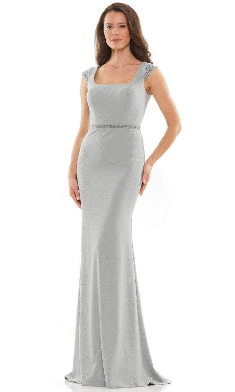 Lace - trimmed wedding guest dresses in blush pinkRina Di Montella RD2762 - Cap Sleeve Square Neck Long Dress Lace - trimmed wedding guest dresses in blush pinkRina Di Montella RD2762 - Cap Sleeve Square Neck Long Dress
