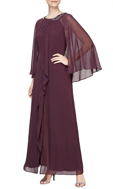 Wedding guest dresses with gathered skirts and V - necklinesSLNY 9170679 - Capelet Sleeve Evening Dress Wedding guest dresses with gathered skirts and V - necklinesSLNY 9170679 - Capelet Sleeve Evening Dress