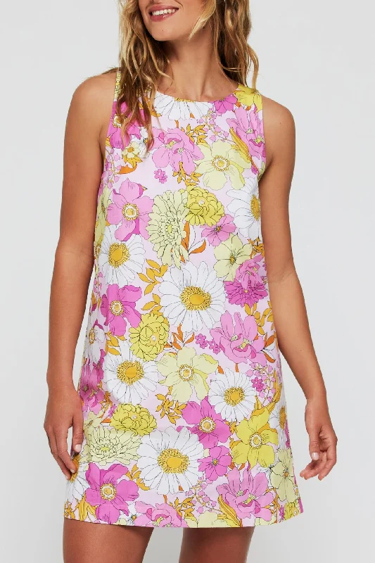 Mini dresses with V - necklines for a flattering shapeSofia Mini A-line Shift Dress in Pink Poppies Mini dresses with V - necklines for a flattering shapeSofia Mini A-line Shift Dress in Pink Poppies