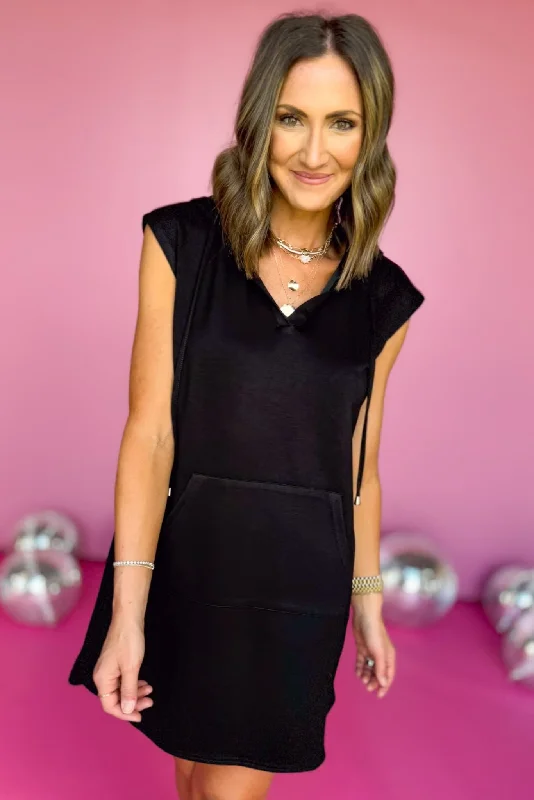Mini dresses with beaded embellishments for a fancy eventSSYS The Drew Hooded Lightweight Air Dress In Black
