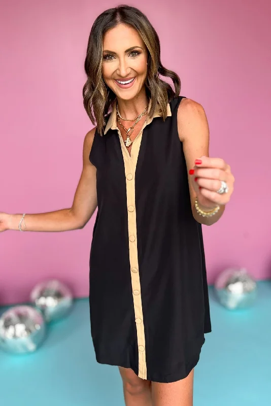 Leather mini dresses for a edgy styleSSYS The Penelope Colorblock Collared Sleeveless Dress In Black Leather mini dresses for a edgy styleSSYS The Penelope Colorblock Collared Sleeveless Dress In Black