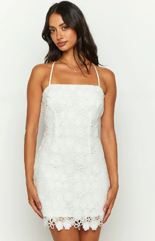 Mini dresses with beaded embellishments for a fancy eventStarlette White Lace Mini Dress Mini dresses with beaded embellishments for a fancy eventStarlette White Lace Mini Dress