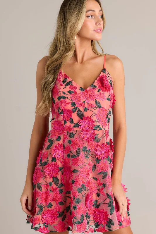 Ruffled mini dresses for a romantic touchStory Of Us Hot Pink Floral Mini Dress