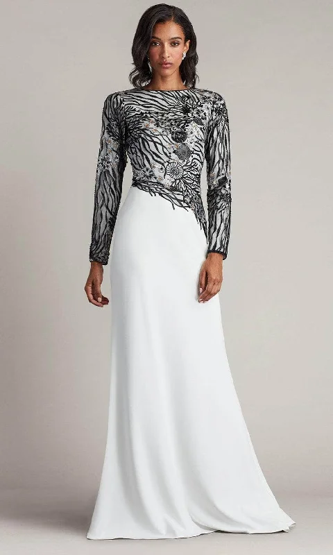 Embroidered wedding guest dresses in earthy tones for a rustic weddingTadashi Shoji CDU16206LXY - Long Sleeve Sea-Motif Evening Gown Embroidered wedding guest dresses in earthy tones for a rustic weddingTadashi Shoji CDU16206LXY - Long Sleeve Sea-Motif Evening Gown