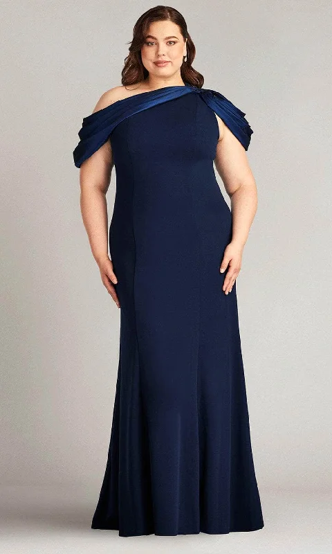One - shoulder wedding guest dresses with beaded detailsTadashi Shoji CY22037LQ - Carlene Shoulder Drape Gown - Plus Size One - shoulder wedding guest dresses with beaded detailsTadashi Shoji CY22037LQ - Carlene Shoulder Drape Gown - Plus Size