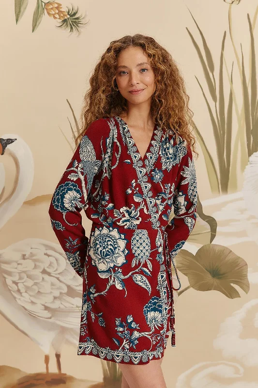 Mini dresses with spaghetti straps for a delicate lookRed Tropical Landing Wrap Mini Dress Mini dresses with spaghetti straps for a delicate lookRed Tropical Landing Wrap Mini Dress